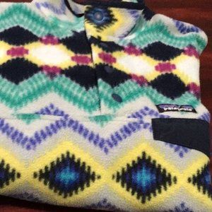 Patagonia Womans S  Synchilla Fleece Snap T Navy Timber Twist